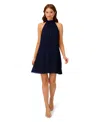 Adrianna Papell Women's Chiffon Mock-neck Sleeveless Shift Dress In Black