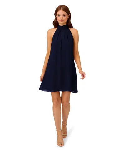 Adrianna Papell Women's Chiffon Mock-neck Sleeveless Shift Dress