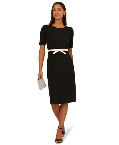 Adrianna Papell Bow Detail Crepe Sheath Dress In Multi