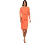 Adrianna Papell Women's Crepe Tie-waist 3/4-sleeve Sheath Dress In Orange Coral