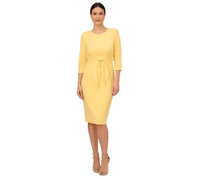 Adrianna Papell Womens Crepe Knee-length Sheath Dress In Warm Sun