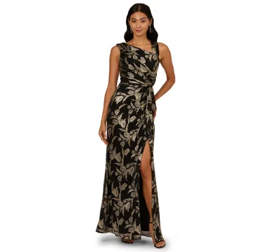 Adrianna Papell Women's Crinkle Sleeveless Gown In Black