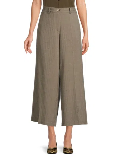 Adrianna Papell Women's Cropped Wide Leg Pants In Brown
