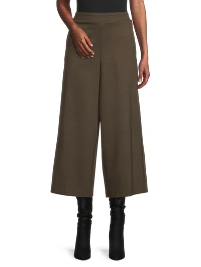 Adrianna Papell Women's Cropped Wide Leg Pants In Fatigue