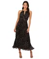 Adrianna Papell Womens Printed Pleated Midi Dress In Black,ivory
