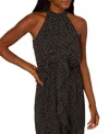 Adrianna Papell Shirred Dot Chiffon Dress In Black,ivory