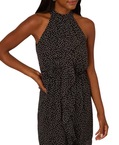 ADRIANNA PAPELL WOMEN'S DOT-PRINT WATERFALL-RUFFLE DRESS