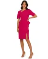 Adrianna Papell Draped Stretch Crepe Sheath Dress In Brilliant Rose