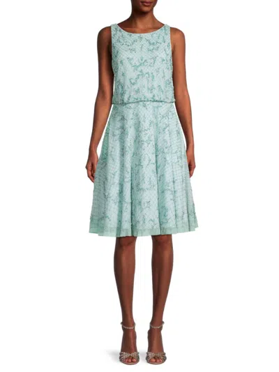 Adrianna Papell Women's Embellished A-line Dress In Green