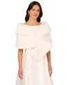 Adrianna Papell Women's Embellished Faux Fur Wrap In Ivory
