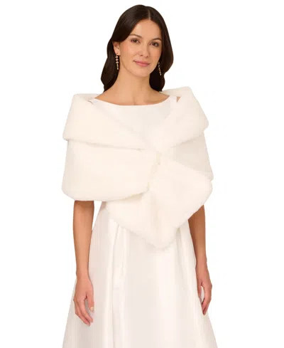 Adrianna Papell Women's Embellished Faux Fur Wrap In Ivory