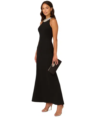 Adrianna Papell Women's Embellished Halter-neck Gown In Black