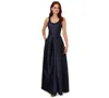 Adrianna Papell Women's Embellished-neck Sleeveless Gown In Midnight