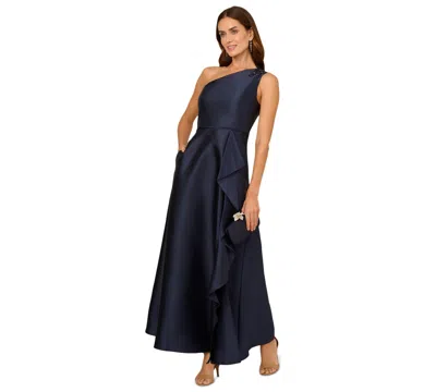 Adrianna Papell Women's Embellished One-shoulder Sleeveless Ballgown In Midnight