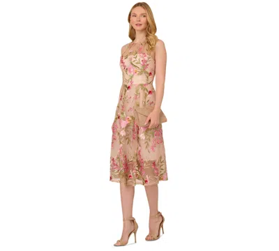 Adrianna Papell Women's Embroidered Fit & Flare Dress In Pink Multi