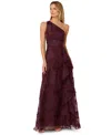 Adrianna Papell Women's Embroidered Ruffle Gown In Purple