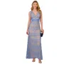 Adrianna Papell Women's Embroidered V-neck Lace Gown In Peri Blue