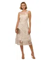 Adrianna Papell Womens 3d Floral Embroidery Fit & Flare Dress In Ivory,gold