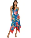 Adrianna Papell Women's Floral Handkerchief-hem Midi Dress