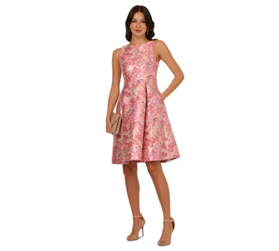 Adrianna Papell Women's Floral Jacquard Fit & Flare Dress In Pink Multi