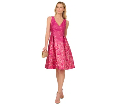 Adrianna Papell Women's Floral Jacquard Fit & Flare Dress In Pink Multi