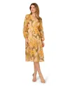 Adrianna Papell Women's Floral Organza Midi Dress In Orange