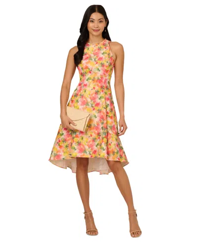 Adrianna Papell Women's Floral-print Ruffle-trim Dress