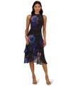 Adrianna Papell Women's Halter Glitter Midi Dress In Multi