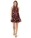 Adrianna Papell Women's Halter Neck Embroidered Short Dress In Multi