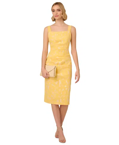 Adrianna Papell Women's Hibiscus Jacquard Sheath Dress In Sun