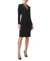 Adrianna Papell Long Sleeve Jersey Satin Tuxedo Dress In Black