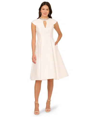 Adrianna Papell Women's Keyhole Mikado Midi Dress In White