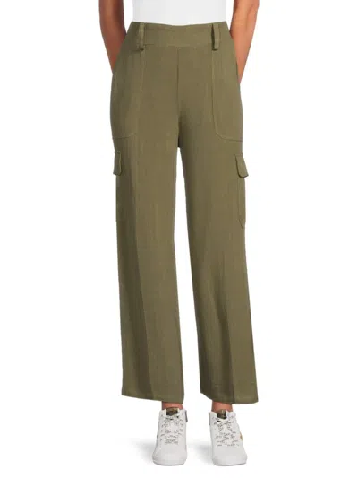 Adrianna Papell Women's Linen Blend Cargo Pants In Avocado