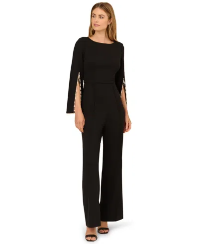 Adrianna Papell Women's Long Sleeve Jumpsuit In Black