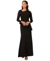 Adrianna Papell Womens Ruched Crepe Evening Dress In Black,rosegold