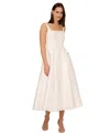 Adrianna Papell Petites Womens Corset Seamed Satin Fit & Flare Dress In Ivory