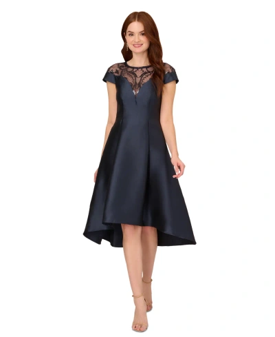 Adrianna Papell Women's Mikado High-low Party Dress In Midnight