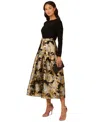 Adrianna Papell Womens Mixed Media Polyester Cocktail And Party Dress In Black,gold