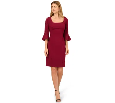 Adrianna Papell Women's Novelty Knit Bell Sleeve Short Dress In Red