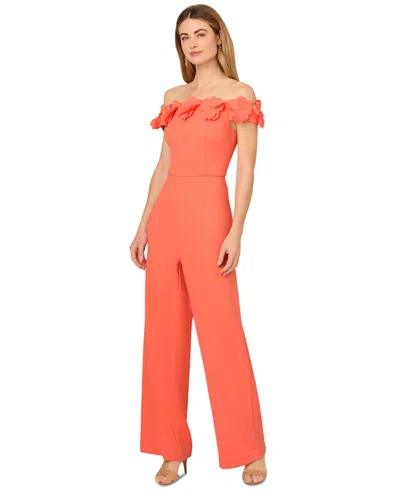 Adrianna Papell Women's Off Shoulder Jumpsuit In Orange
