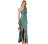 Adrianna Papell Petite One-shoulder Satin Gown In Greenslate