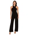 Adrianna Papell Crossover Neck Overlay Jumpsuit In Black