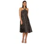 Adrianna Papell Women's Polka-dot Fit & Flare Dress In Black,ivoru
