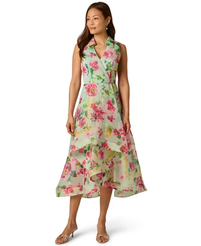 Adrianna Papell Women's Printed High-low Midi Dress In Multi