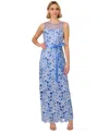 Adrianna Papell Tonal Lace Column Gown In Pericruise