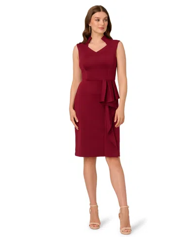 Adrianna Papell Women's Ruffle Scuba Sheath Dress In Red