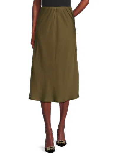 Adrianna Papell Women's Satin A-line Skirt In Olive Green