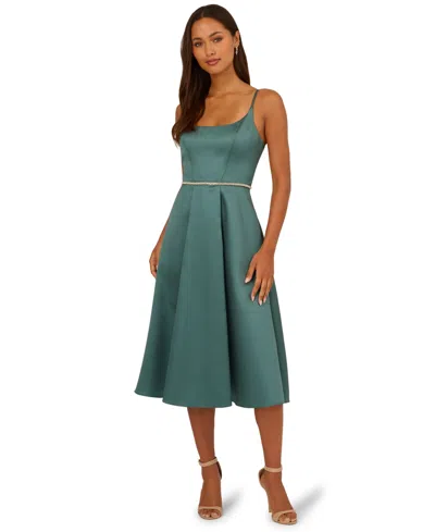 Adrianna Papell Women's Scoop Neck Midi Dress In Green