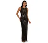 Adrianna Papell Women's Sequin Crewneck Sleeveless Gown In Black
