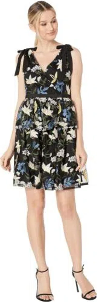 Pre-owned Adrianna Papell Women's Sequin Embroidery Dress In Blue/yellow Multi